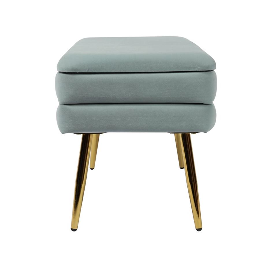 Ziva Sea Blue Velvet Storage Bench by tov furniture