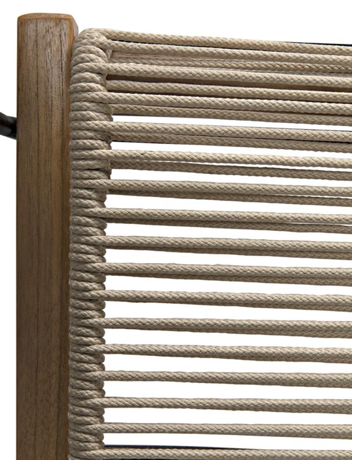 Benson Teak and Industrial Steel Chair with Rope Detailing in Clear Coat Semi-Gloss Finish by Noir Furniture