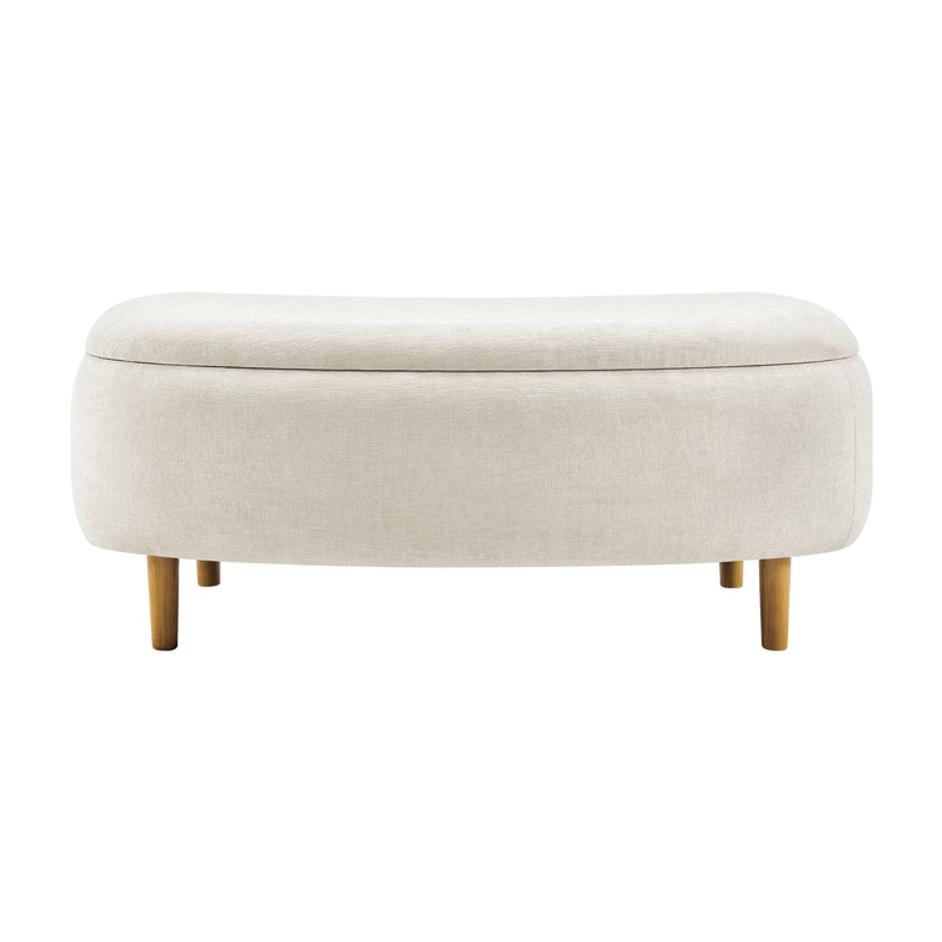 Leony Chenille Storage Bench, Seneca Beige  by New Pacific Direct
