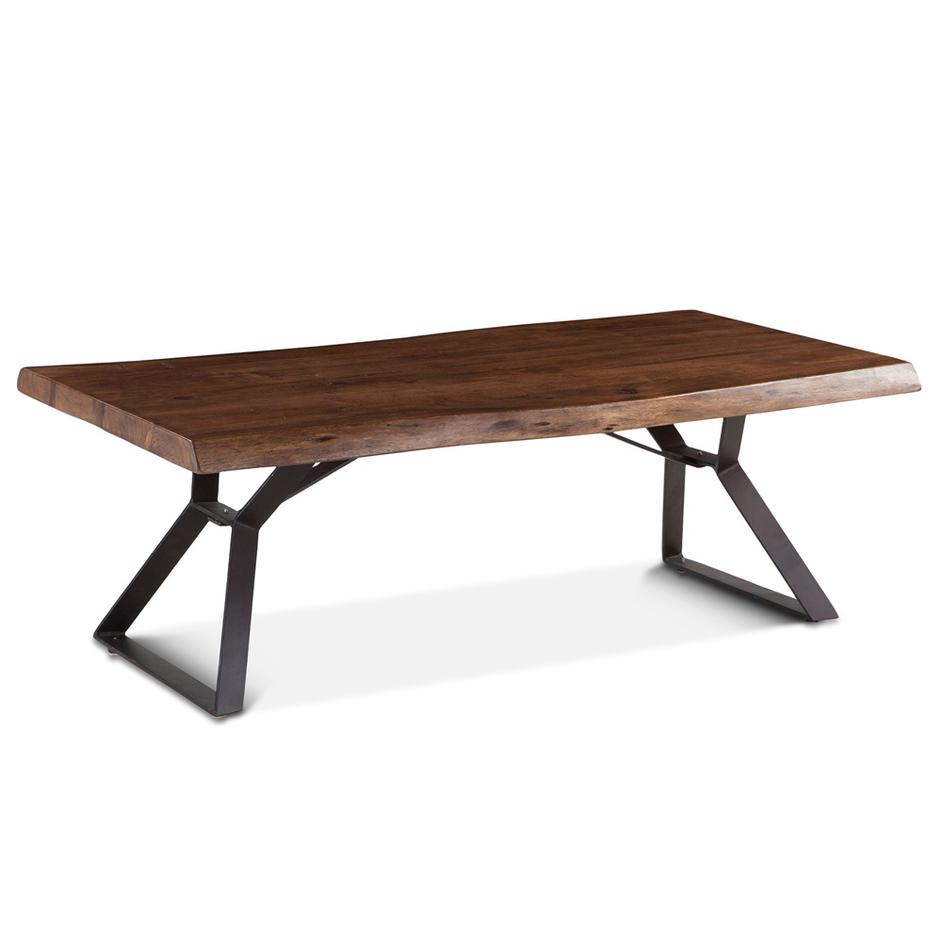 London Loft 54-Inch Acacia Wood Live Edge Coffee Table in Walnut Finish by Home Trends & Design
