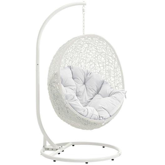 Segreto Outdoor Patio Swing Chair With Stand In White by Modway Furniture