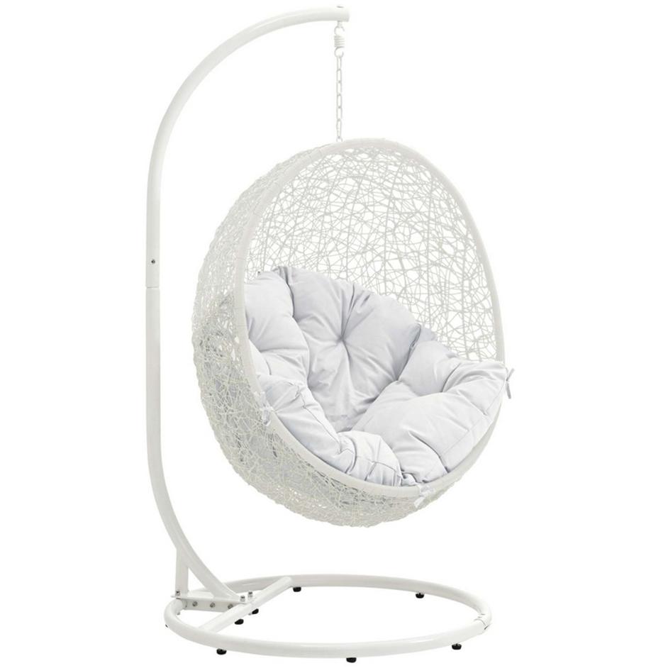 Segreto Outdoor Patio Swing Chair With Stand In White by Modway Furniture