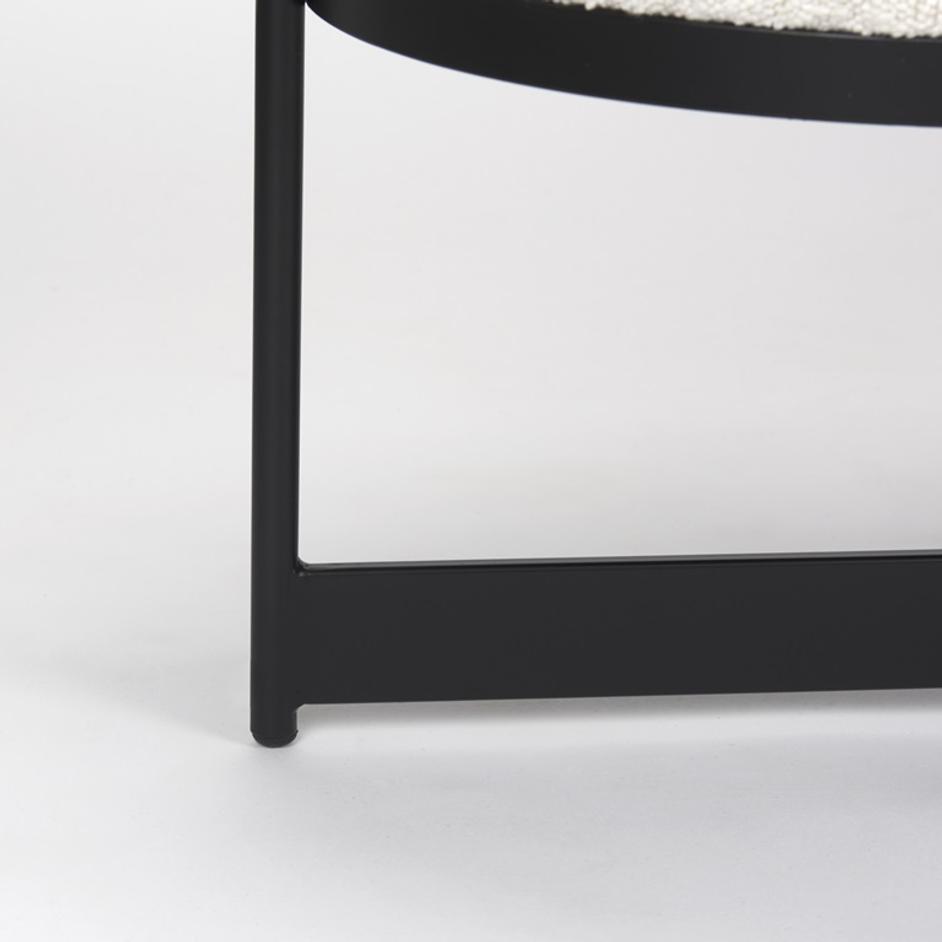 Amelia 55.0L x 18.0W x 18.0H Cream Boucle W/Black Metal Upholstered Bench by Mercana