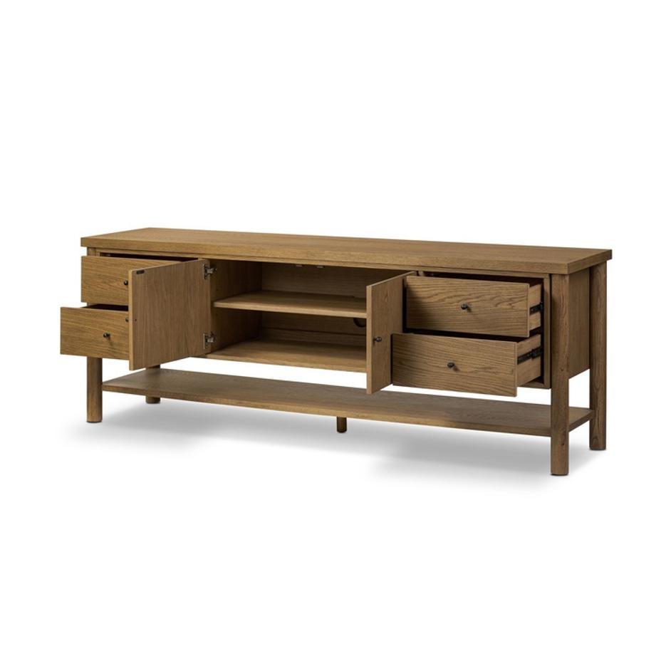 Roark Media Console - Amber Oak Veneer by Four Hands