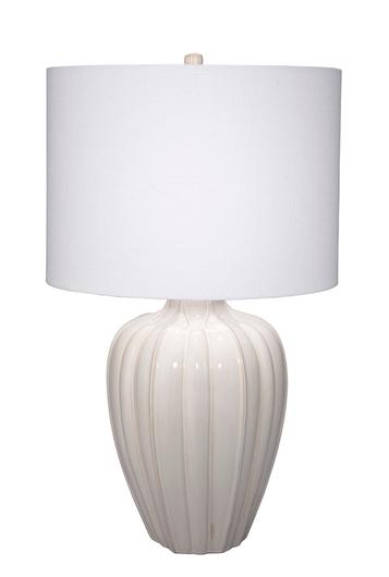 Seraphina Ceramic Table Lamp with Linen Shade by Jamie Young