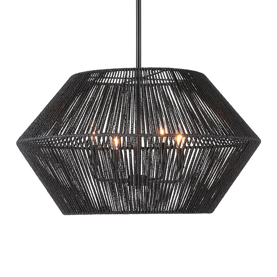 Suva 4 Light Black Rope Pendant by Uttermost