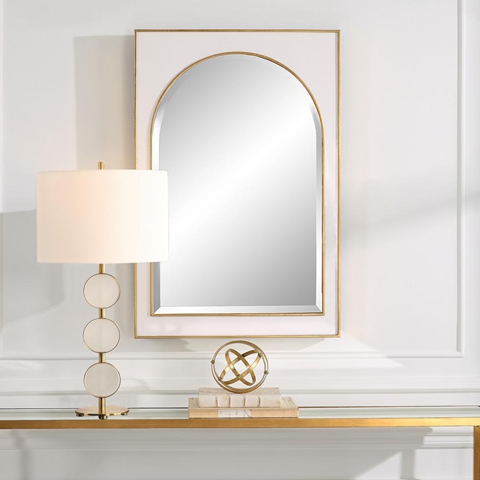 Crisanta Gloss White Arch Mirror by Uttermost