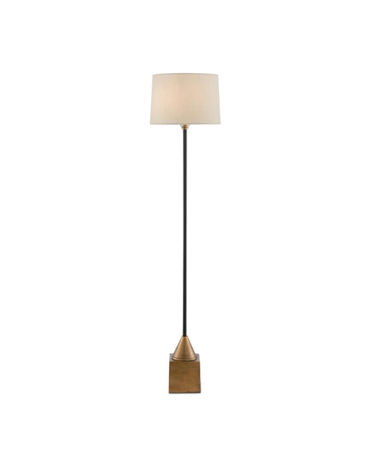 Keeler Floor Lamp In Antique Brass & Black by Currey & Company