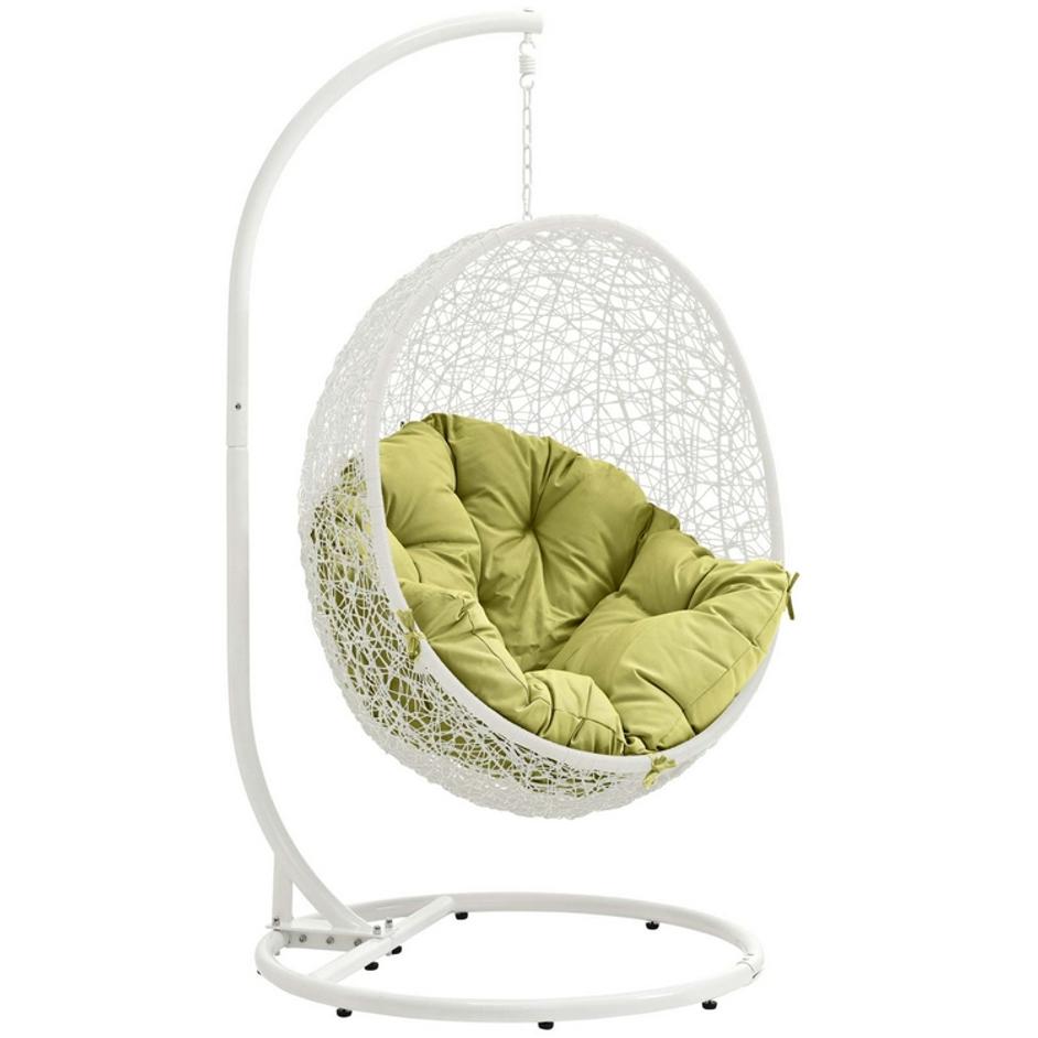 Segreto Outdoor Patio Swing Chair With Stand In White Peridot by Modway Furniture
