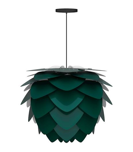 Aluvia Medium Hardwired Pendant in Forest with Black Cord by UMAGE