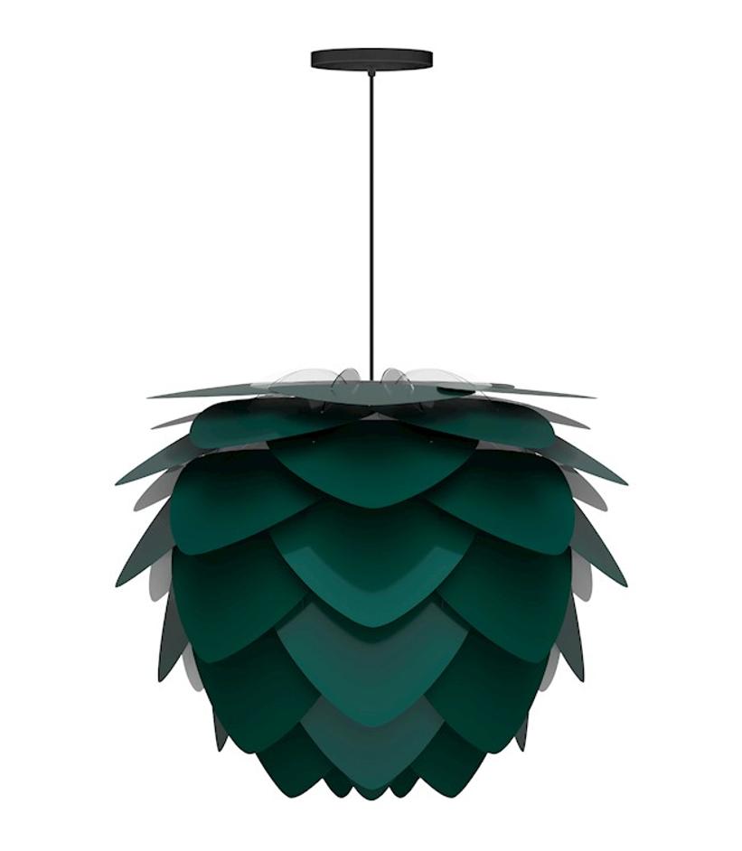 Aluvia Medium Hardwired Pendant in Forest with Black Cord by UMAGE