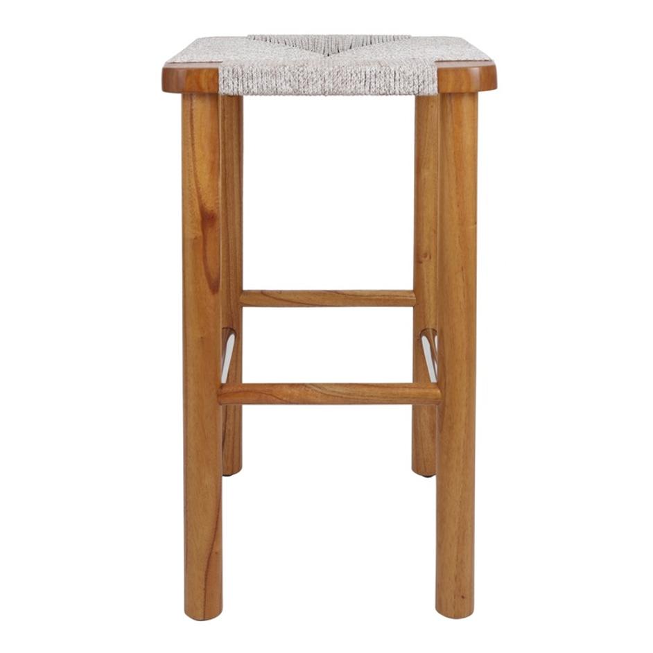 Elio Wood Counter Stool w/ Rope, Natural/Sand Lace by New Pacific Direct