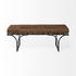 Jessie 55L x 16W Brown Leather Seat W/Black Metal Base Accent Bench by Mercana