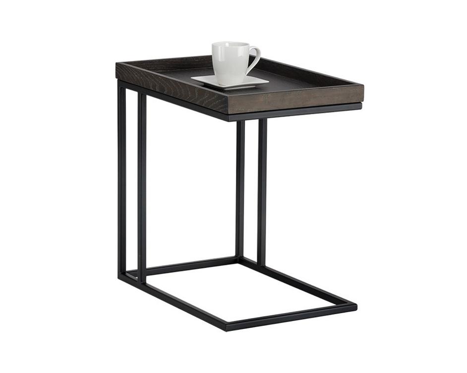 Arden C-shaped End Table - Black - Charcoal Grey by Sunpan
