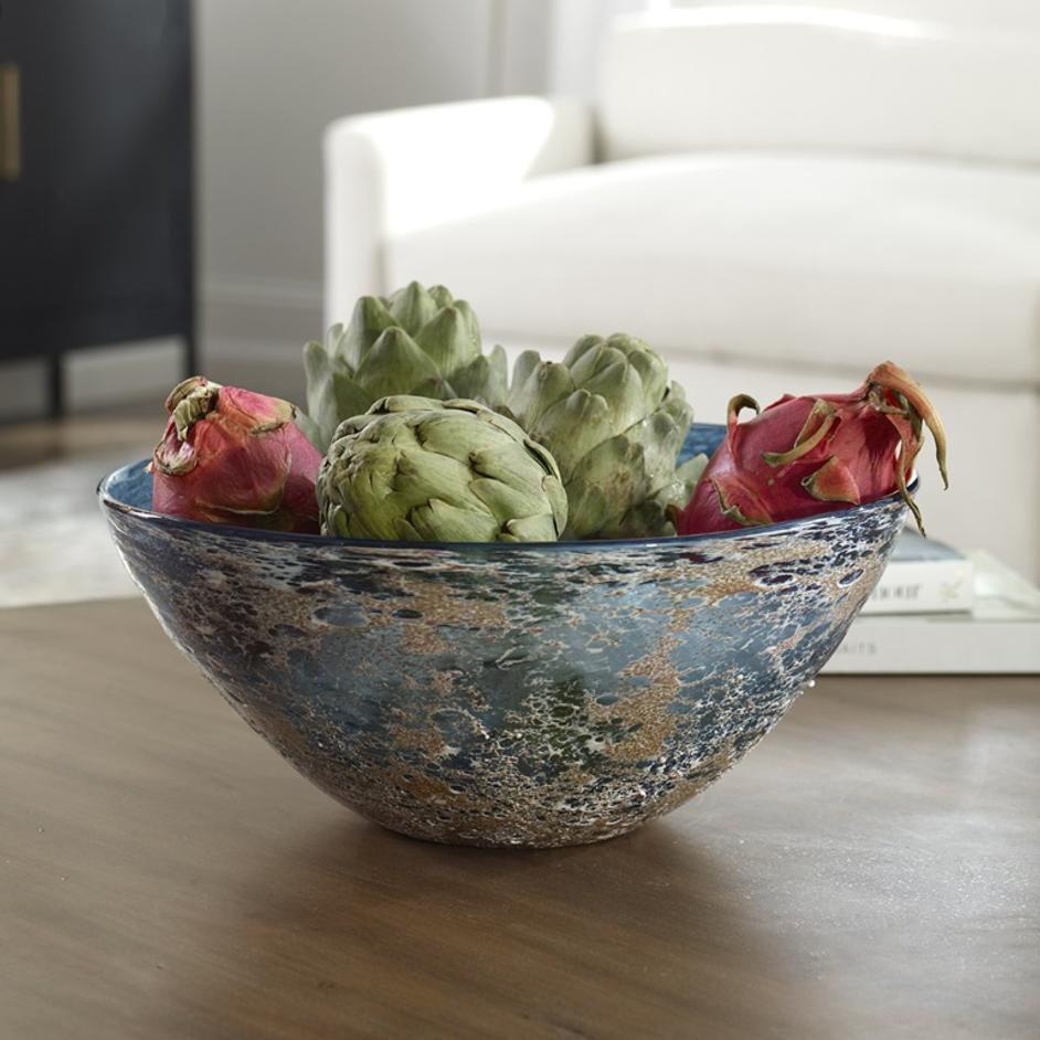 Genovesa Aqua Glass Bowl by Uttermost