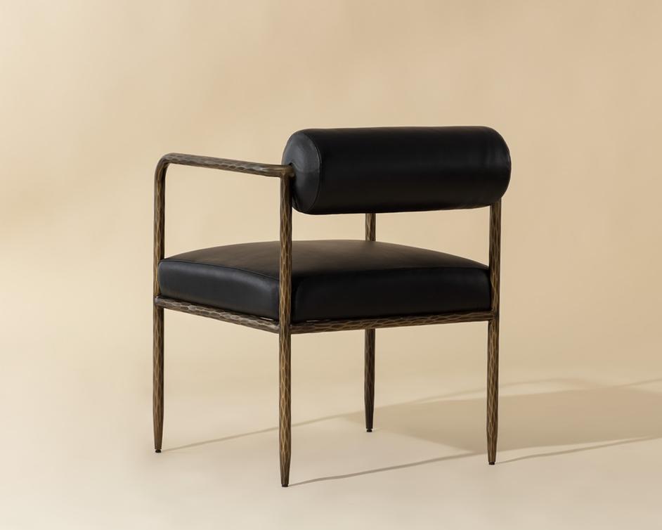 AJANI DINING ARMCHAIR - CHARCOAL BLACK LEATHER by Sunpan