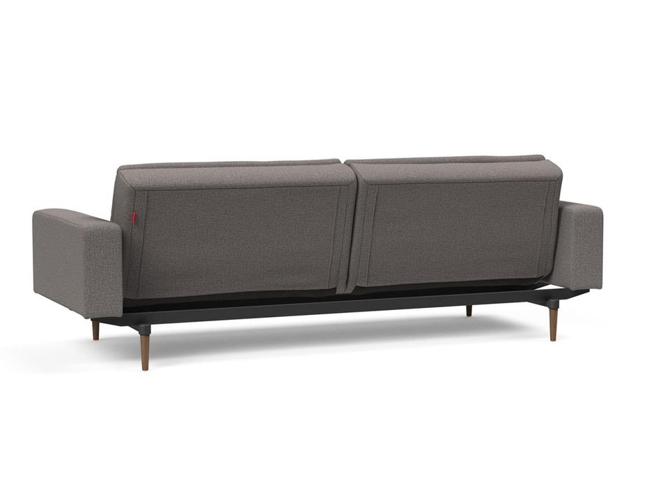 DUBLEXO SLEEPER SOFA W/ARMS in MIXED DANCE GREY FABRIC WITH Dark Wood LEGS 521 by INNOVATION USA