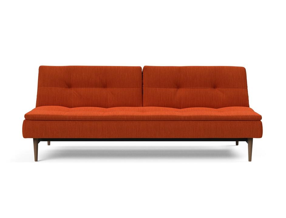 DUBLEXO SLEEPER SOFA in ELEGANCE PAPRIKA FABRIC WITH Dark Wood LEGS 506 by INNOVATION USA