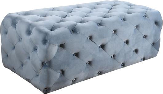 Debbie Ottoman/Bench In Sky Blue Velvet by Meridian Furniture