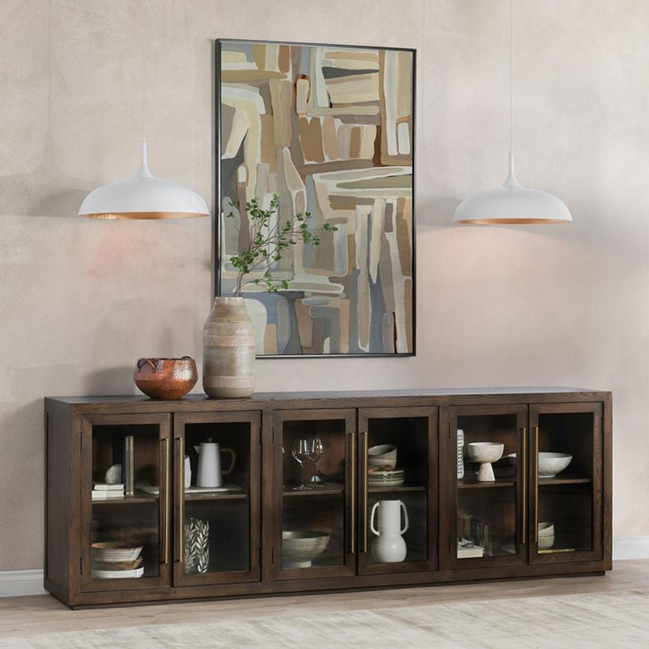 Bradley Oak Wood 6Dr Cabinet Landmark Brown by Classic Home