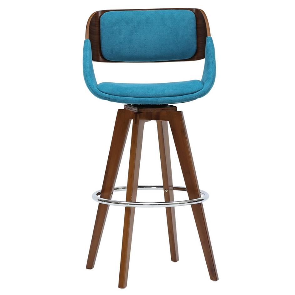 Cyprus Fabric Counter Stool In Santorini Teal/Walnut by New Pacific Direct