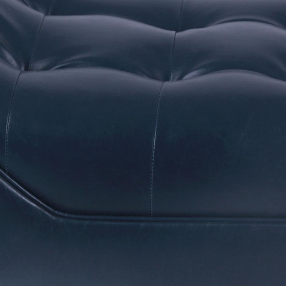 Castlebar KD Bonded Leather Tufted Bench, Vintage Blue by New Pacific Direct