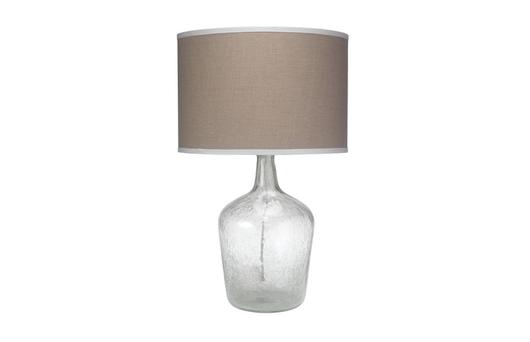 Plum Jar Glass Table Lamp with Linen Shade, Clear by Jamie Young