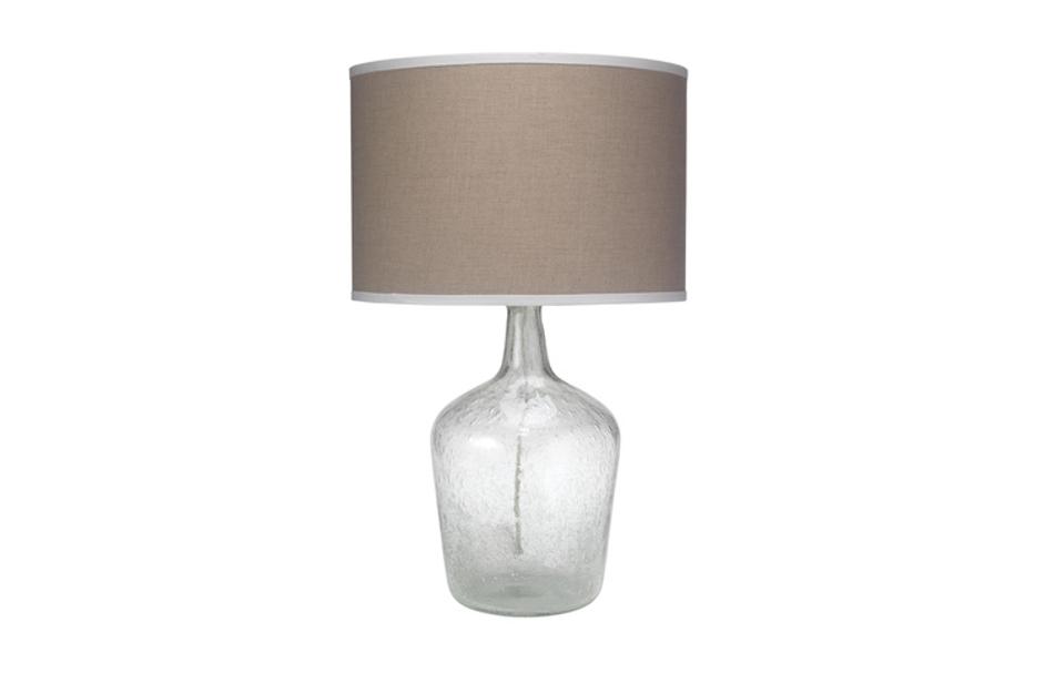 Plum Jar Glass Table Lamp with Linen Shade, Clear by Jamie Young