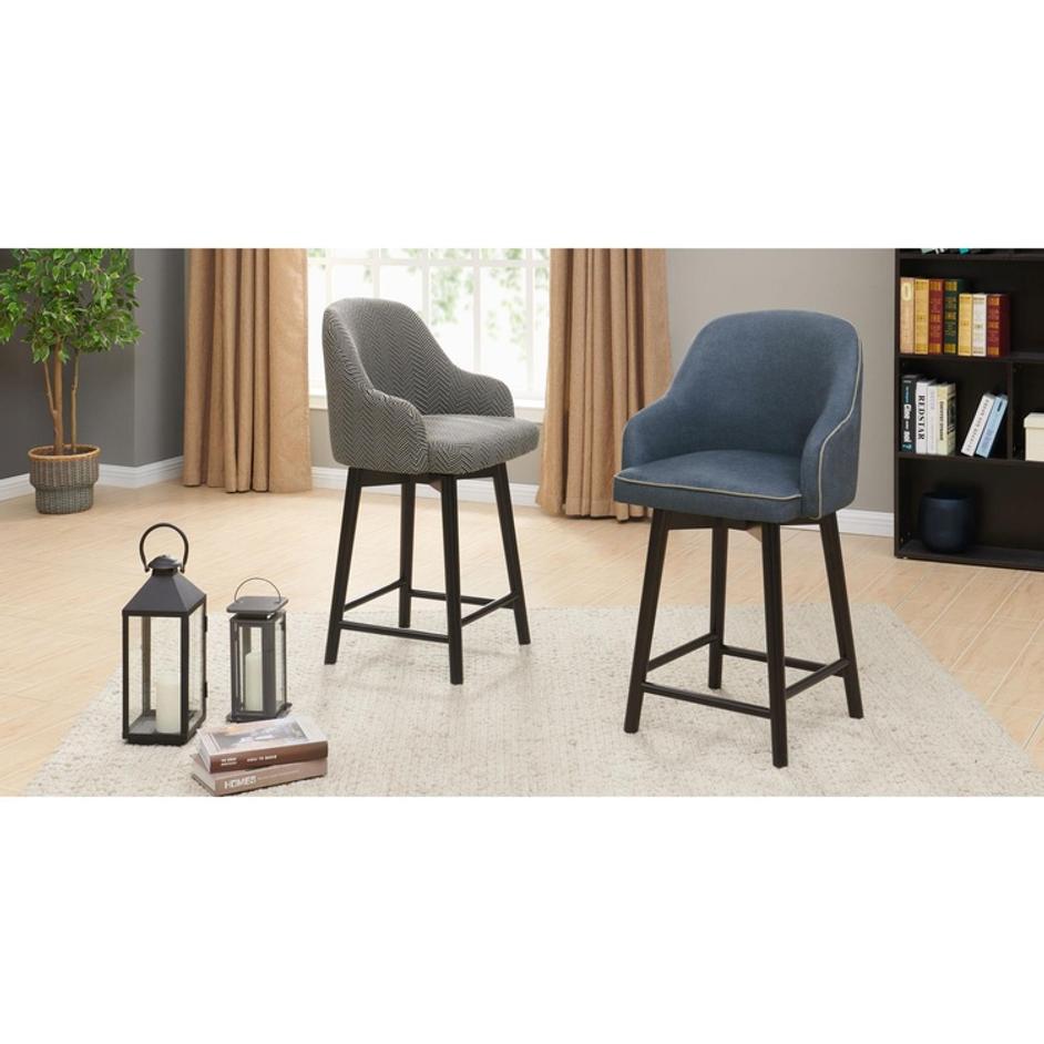 Terry Fabric Swivel Counter Stool, Black Herringbone by New Pacific Direct