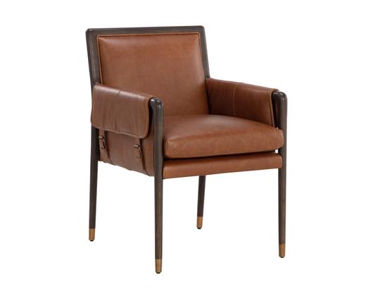 MAUTI DINING ARMCHAIR - BROWN - SHALIMAR TOBACCO LEATHER by Sunpan