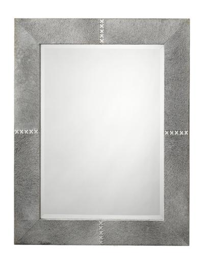 Cross Stitch Rectangle Hide Wall Mirror, Grey by Jamie Young