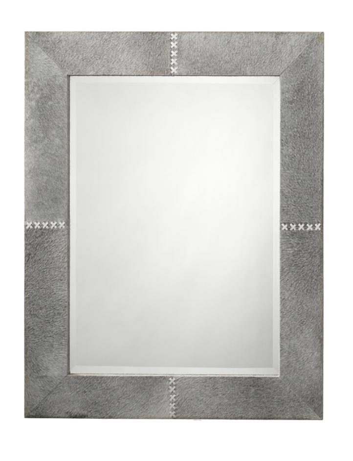 Cross Stitch Rectangle Hide Wall Mirror, Grey by Jamie Young