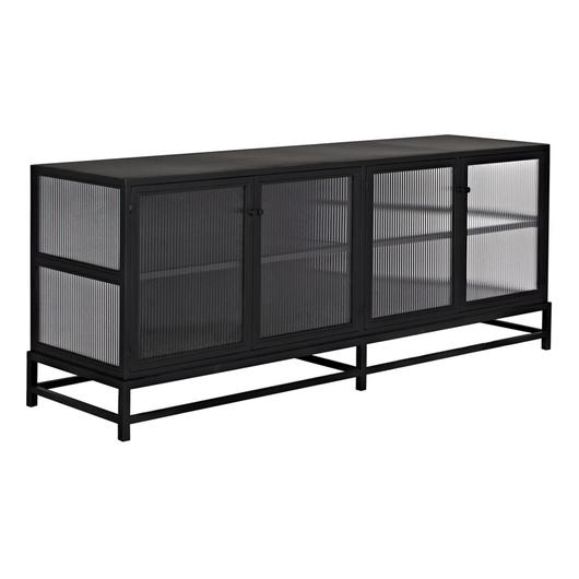 Chandler Industrial Steel and Glass 2-Door Sideboard in Matte Black by Noir Furniture