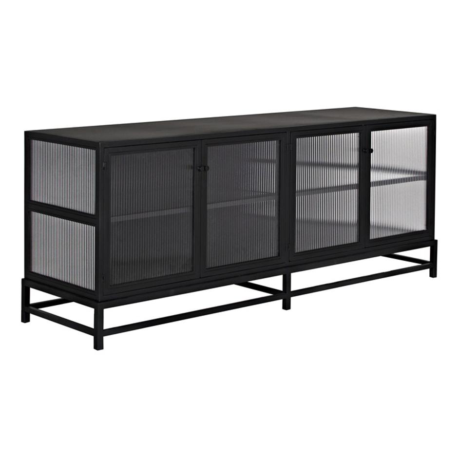 Chandler Industrial Steel and Glass 2-Door Sideboard in Matte Black by Noir Furniture