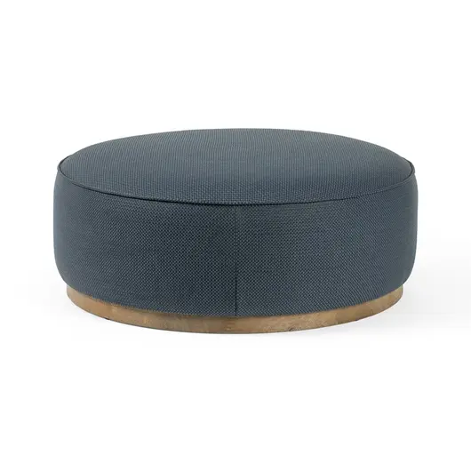 Sinclair Large Round Ottoman In Cobalt by FOUR HANDS