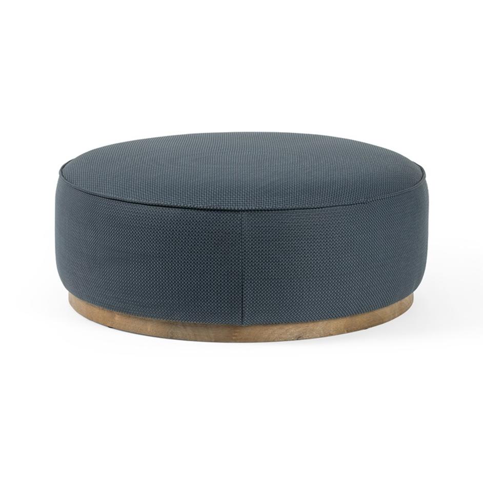 Sinclair Large Round Ottoman In Cobalt by FOUR HANDS