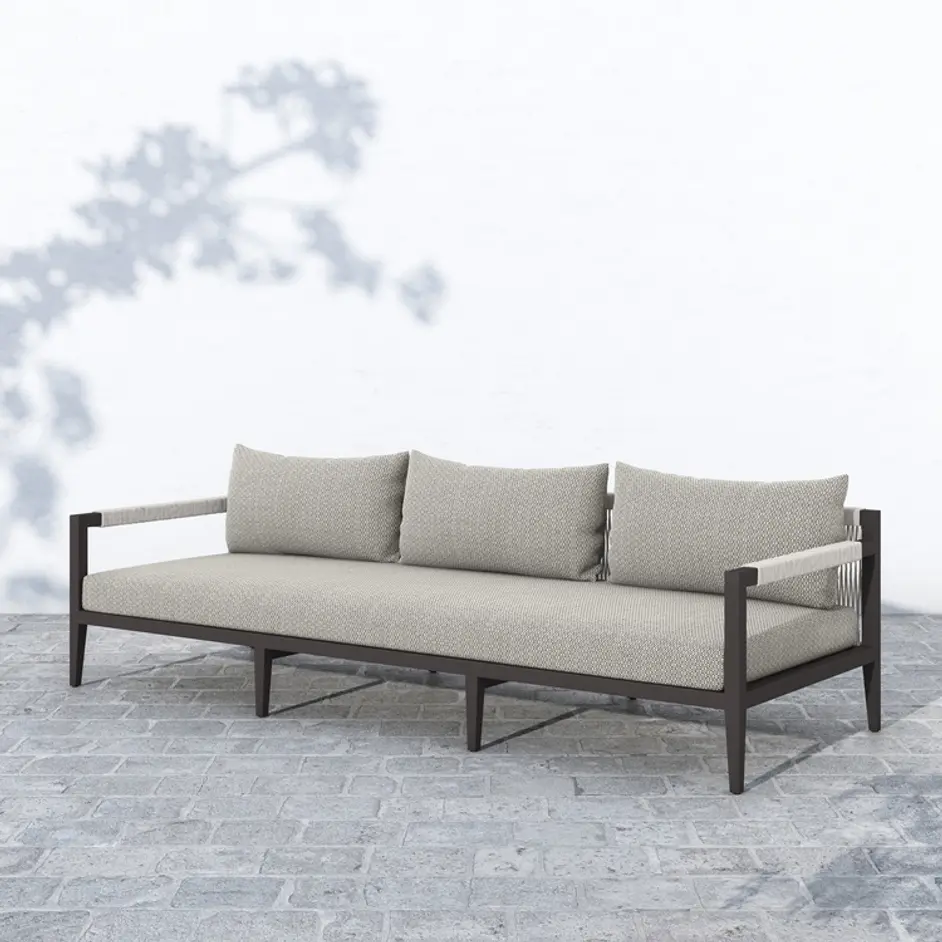 Sherwood Outdoor Sofa 93" in Bronze/Ash by FOUR HANDS