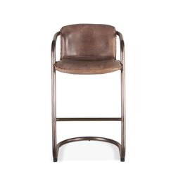 Portofino Distressed Jet Brown Leather Bar Chair by Home Trends & Design