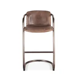 Portofino Distressed Jet Brown Leather Bar Chair by Home Trends & Design