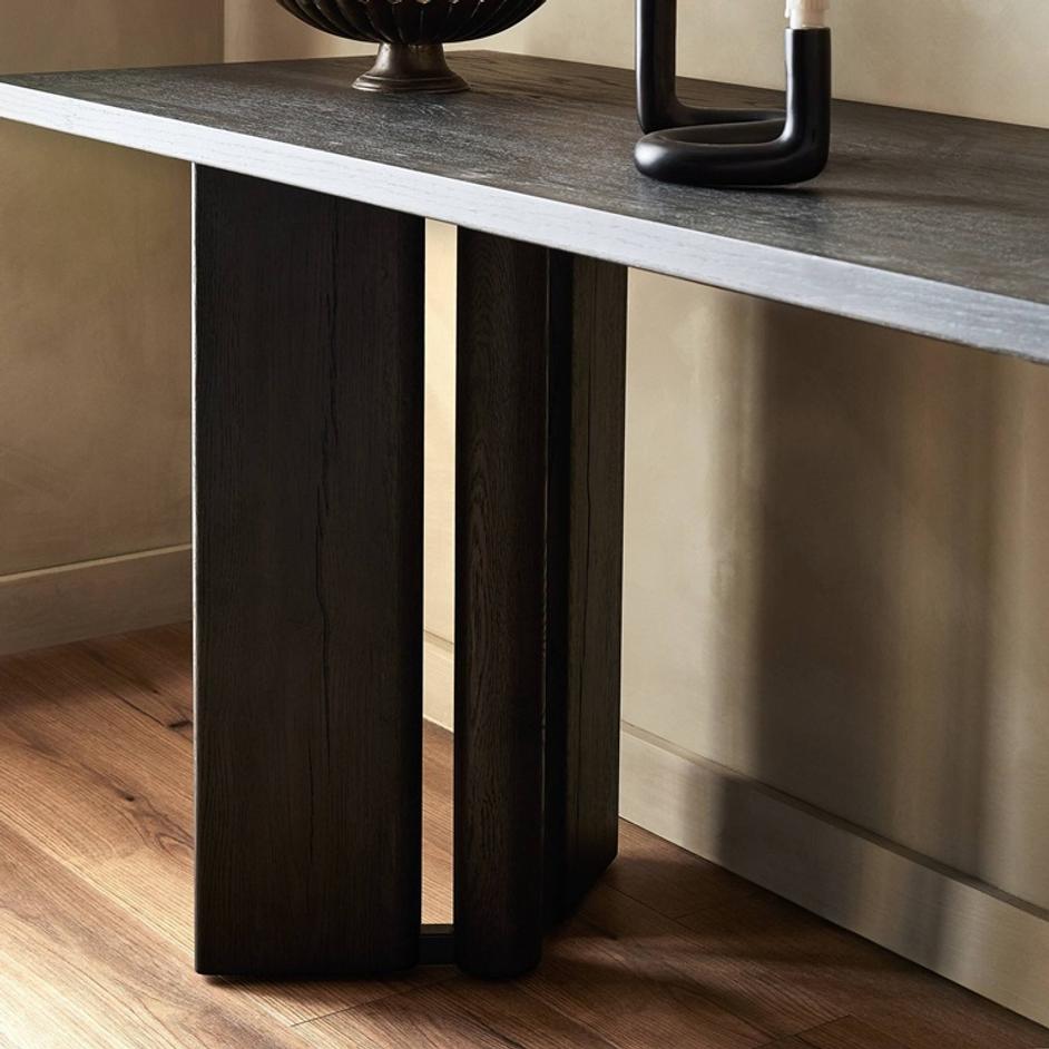 Huxley Console Table In Smoked Black Veneer by Four Hands