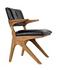 Dolores Teak Chair in Satin Finish with Black Leather by Noir Furniture