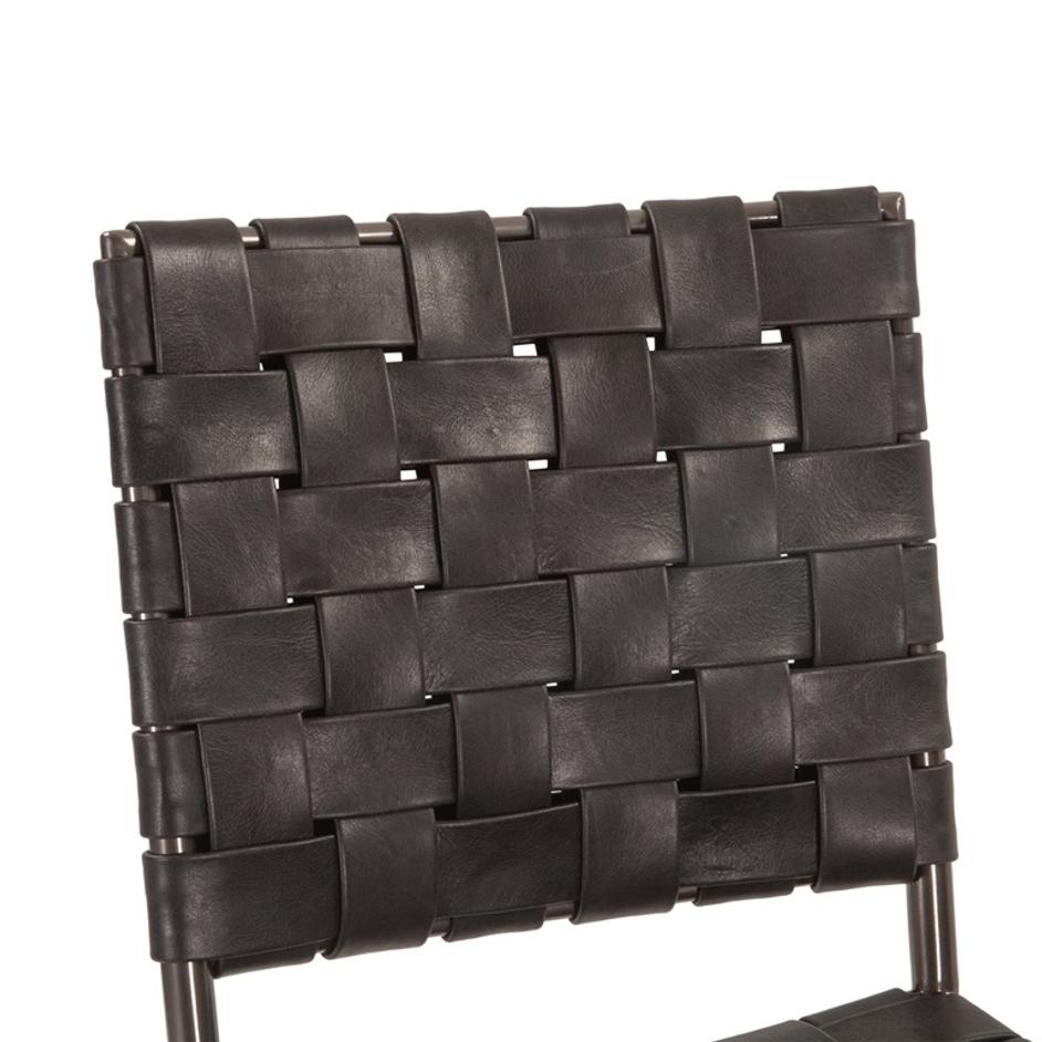 Copenhagen 18" Buffalo Leather and Iron Dining Chair, Black by Home Trends & Design