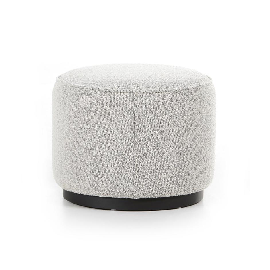 Sinclair Round Ottoman In Knoll Domino by FOUR HANDS