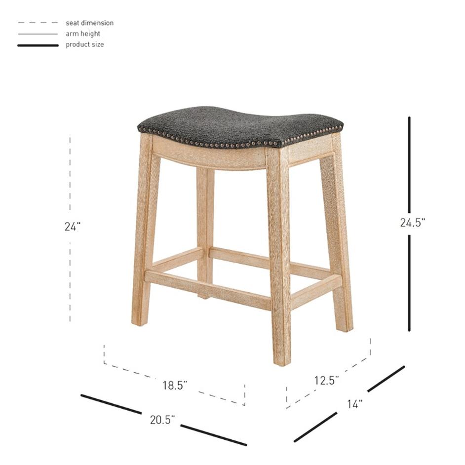 Elmo KD Fabric Counter Stool, Palladian Charcoal by New Pacific Direct
