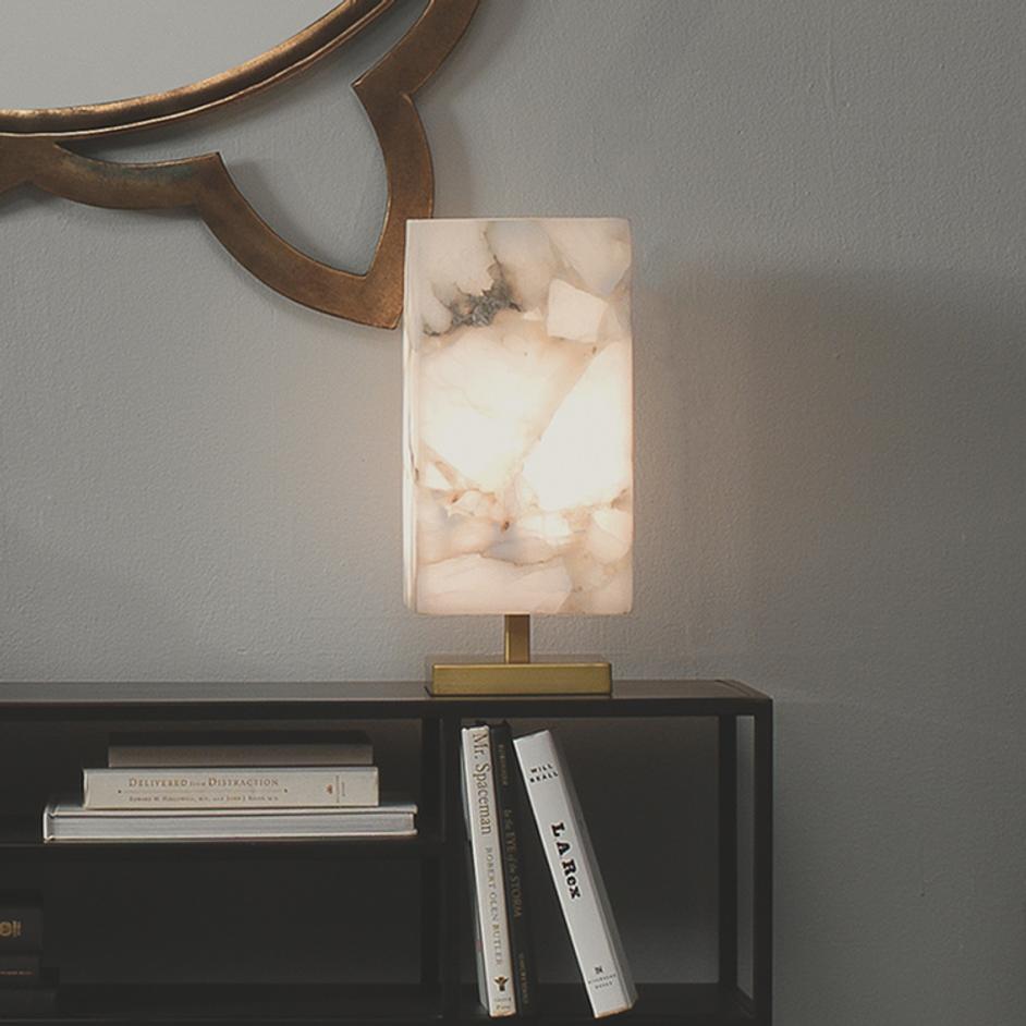 Ghost Axis Alabaster Table Lamp, Brass by Jamie Young