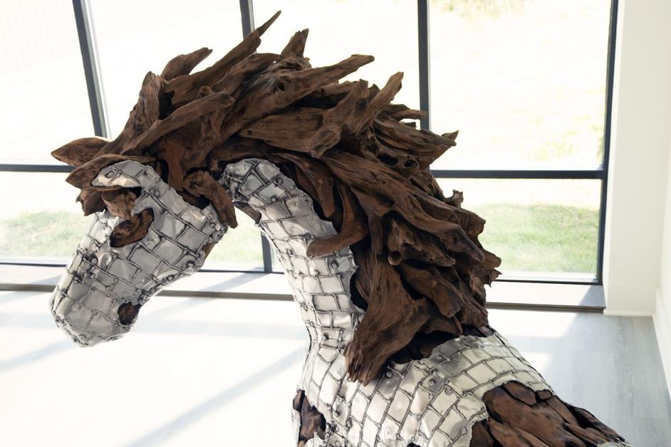 Mustang Horse Armored Sculpture, Standing by Phillips Collection