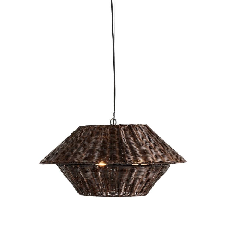Mccarthy Pendant In Brown Rattan And Antiqued Iron by Four Hands