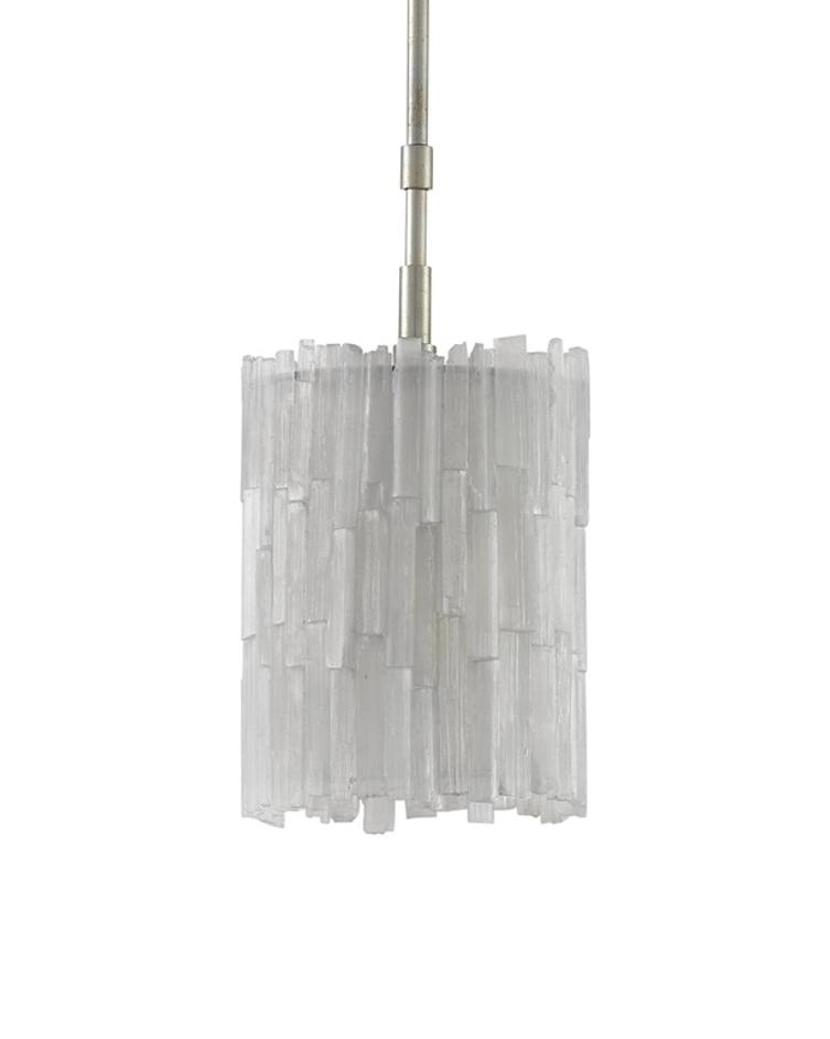 Moonstone Pendant In Natural & Chinois Silver Leaf by Currey & Company