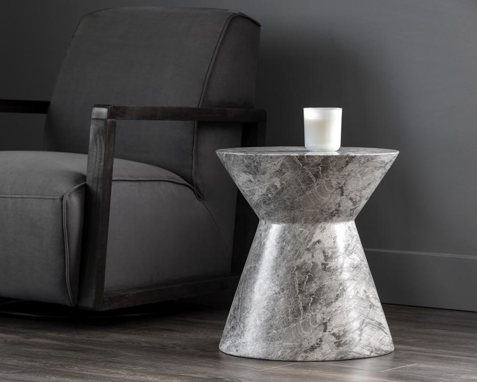 Astley End Table - Marble Look - Grey by Sunpan