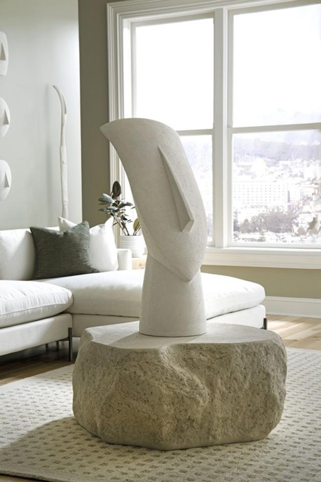 Cycladic Head, Sculpture, Classic, White Stone by Phillips Collection